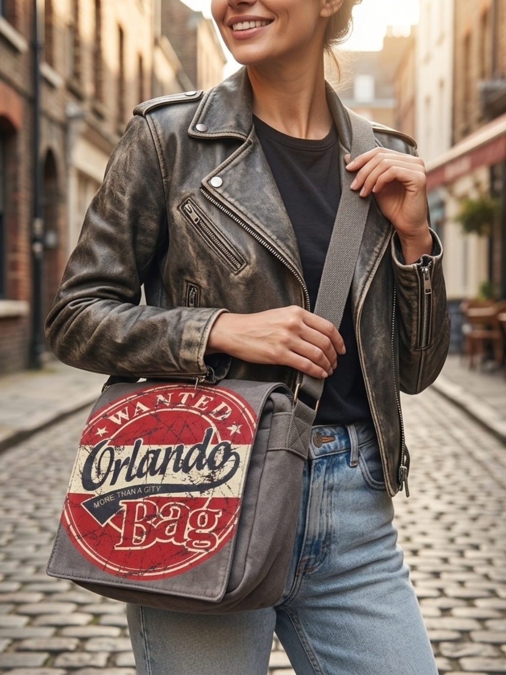 Robin Ruth Wanted Crossbody Bag with Red Graphic Orlando Patch